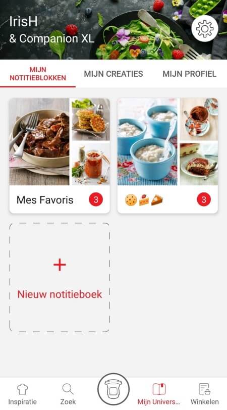 recipes booklets page in the Companion app